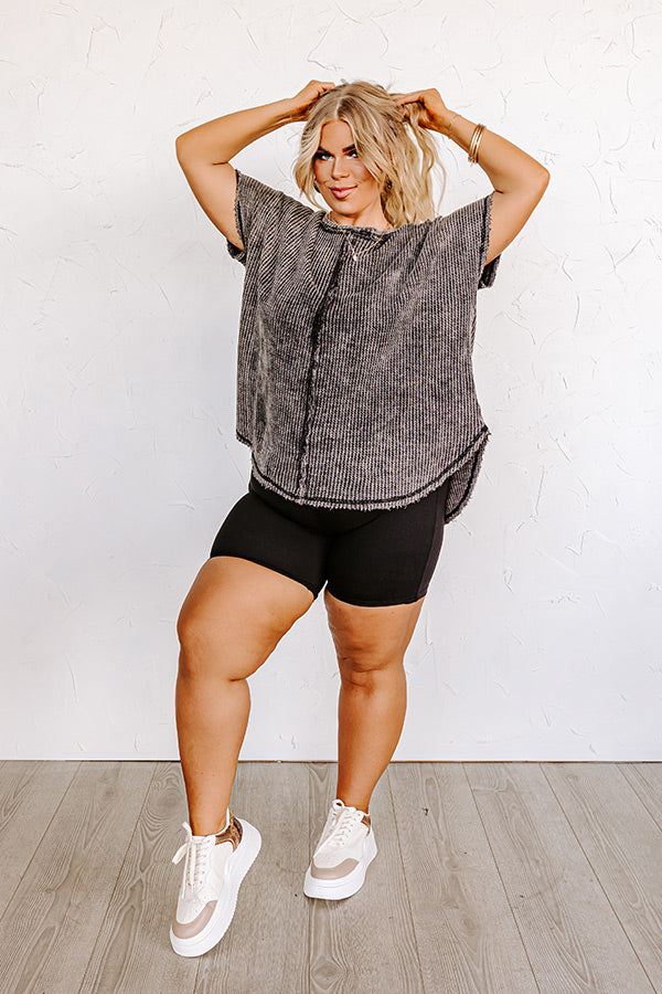 Along The Path Mineral Wash Knit Top In Vintage Black Curves Image - 3