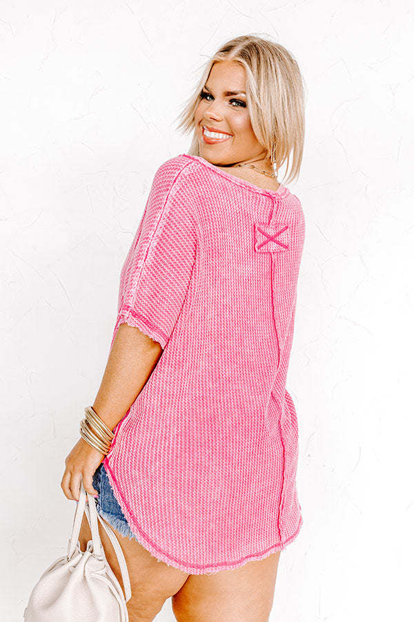 Along The Path Mineral Wash Knit Top In Pink Curves Image - 3