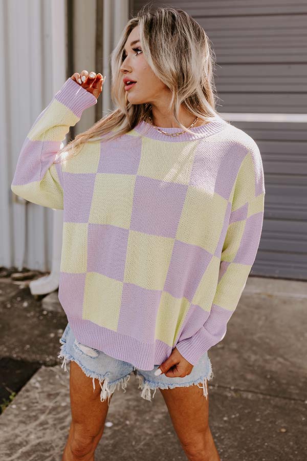 Collegiate Charm Checkered Sweater • Impressions Online Boutique