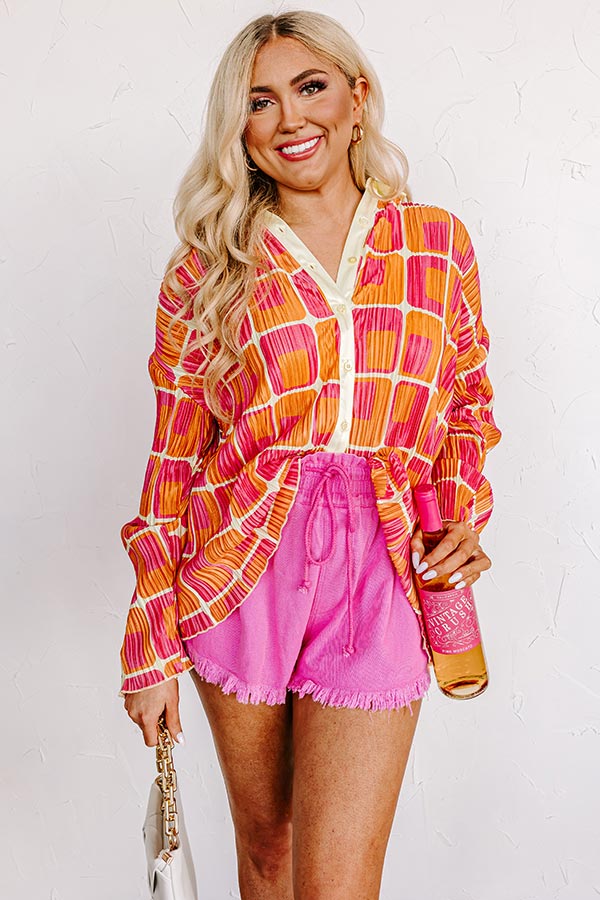 Brilliant And Charming Pleated Button Up
