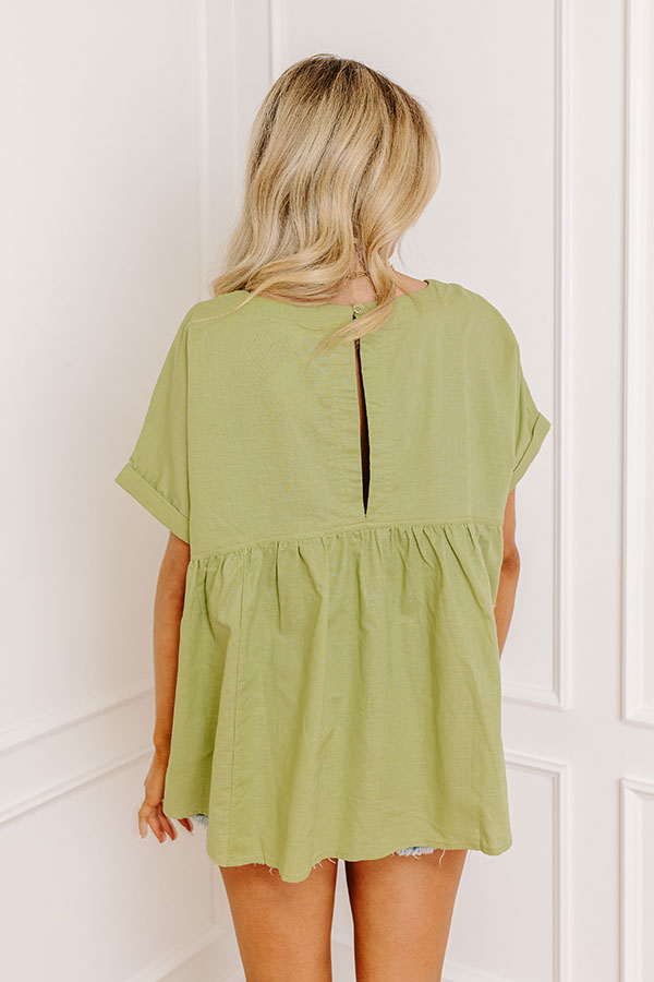 Greek Isles Linen-Blend Babydoll Top In Pear Image - 4