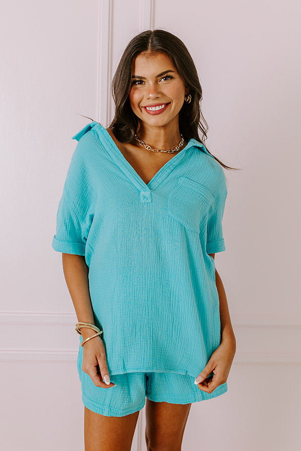 Coastal Bliss Top In Sky Blue Image - 2