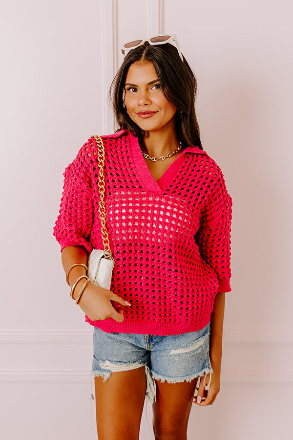 Beachside Bliss Knit Top In Hot Pink