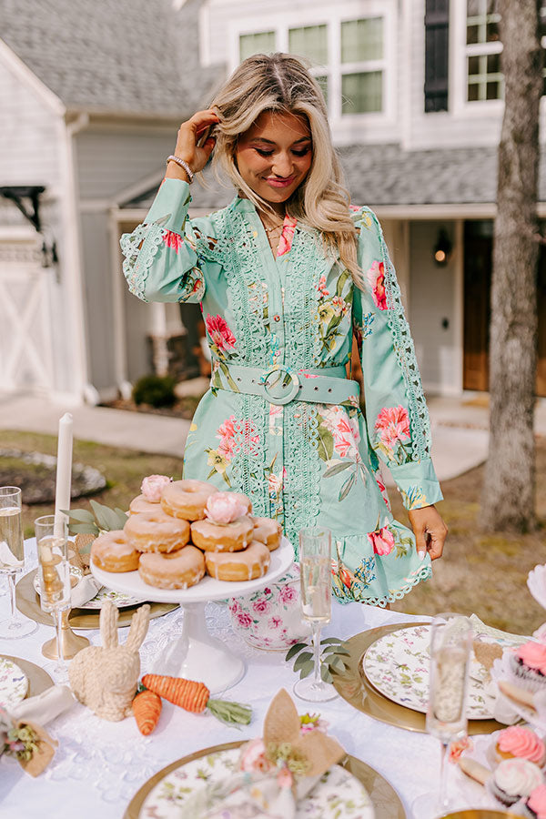 Floral Dawn Crochet Dress In Ocean Wave – Impressions Online Boutique