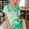 Morning Glory Satin Pajama Top In Kelly Green Image - 1