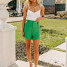 The Royal High Waist Shorts in Green Image - 1