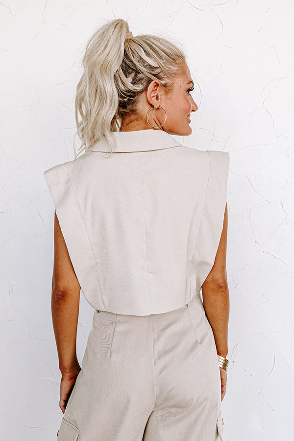 Champagne Cruising Crop Top in Light Beige Image - 4