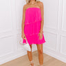 Paris Dreamer Pleated Dress In Hot Pink Image - 1