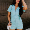 Stay Sophisticated Denim Romper In Sky Blue Image - 1