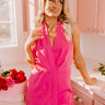 Bed Of Roses Halter Romper In Bubblegum Pink Image - 1
