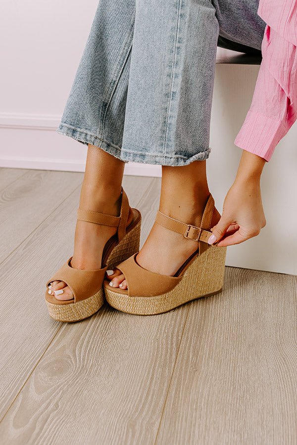 The Cailyn Faux Nubuck Wedge in Tan