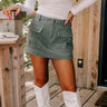 The Aubrielle Denim Skort In Olive Image - 1