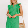 Passing Through Town Button Up Dress In Kelly Green Image - 1