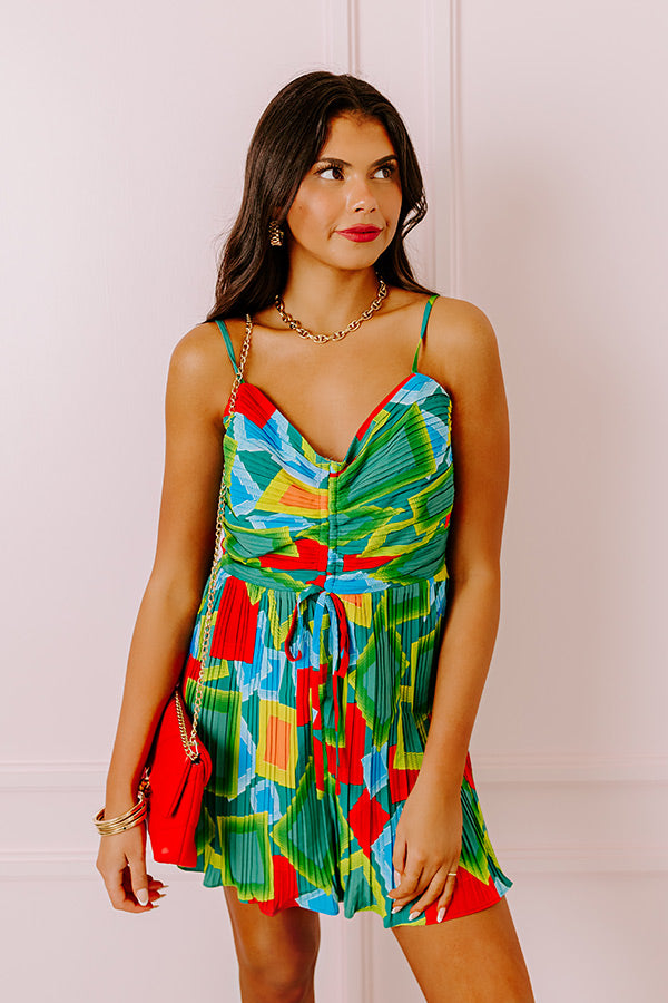 Coastal Charm Pleated Romper In Green Image - 3
