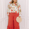 The Kenzo High Waist Linen-Blend Trousers In Aurora Red Curves Image - 1