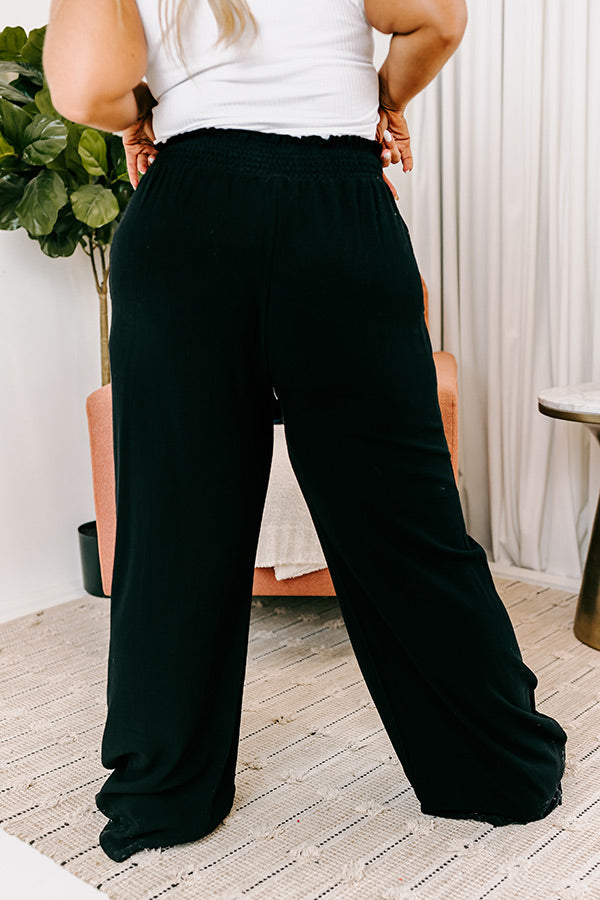 The Araceli High Waist Linen-Blend Pants in Black Curves