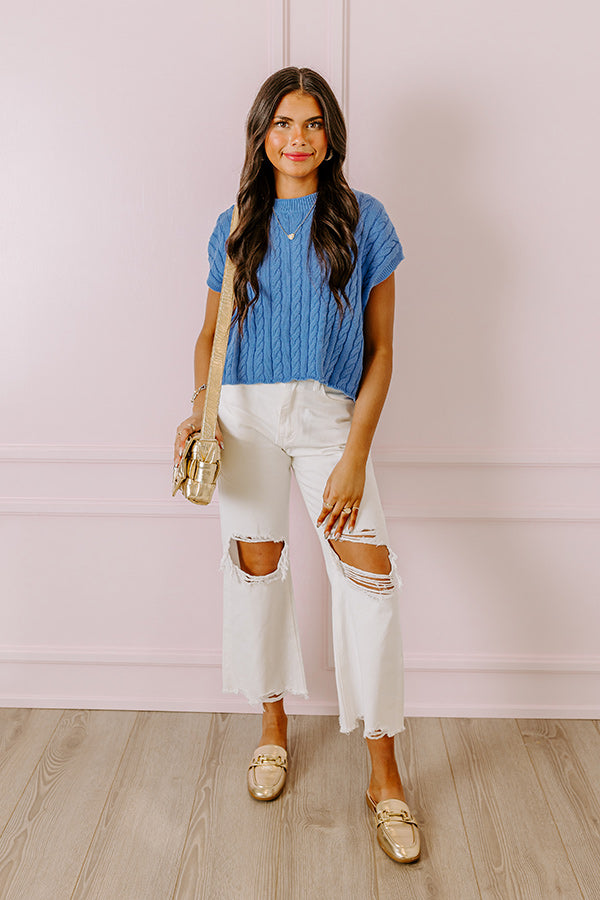 The Averie High Waist Distressed Straight Leg Jean in Ivory