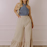 The Kenzo High Waist Linen-Blend Trousers In Beige Curves Image - 1