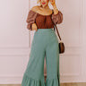 The Kenzo High Waist Linen-Blend Trousers In Light Teal Curves Image - 1