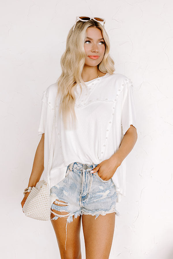 Poised Romance Embellished Top In White
