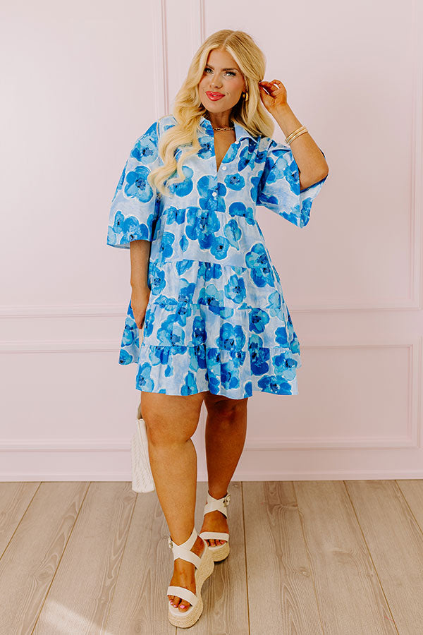 Romantic Story Shift Dress In Blue Curves
