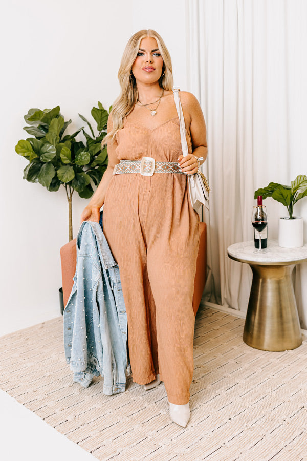 Fiercely Loved Jumpsuit In Camel Curves