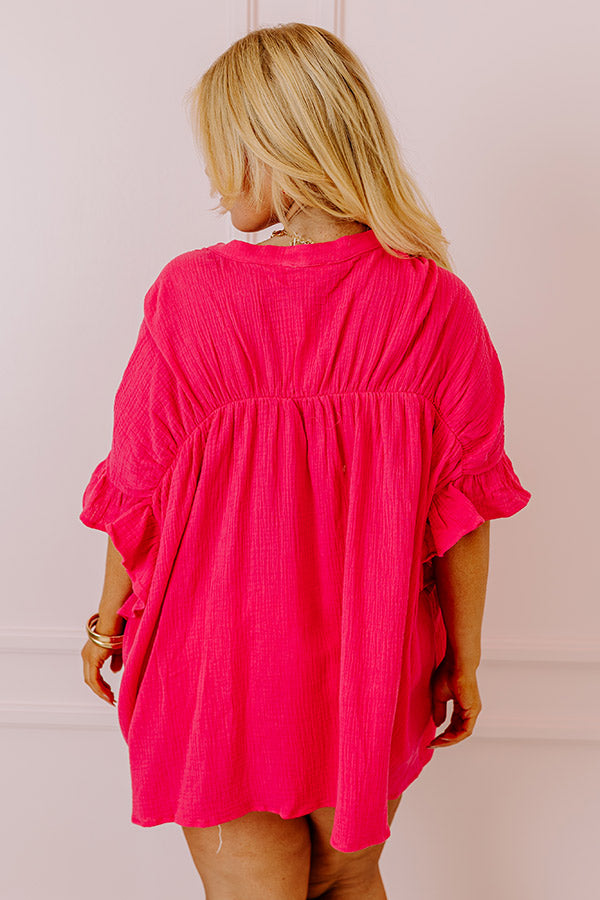 Divine Downtime Button Up in Hot Pink Curves Image - 2
