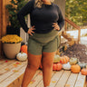 Strive For Greatness High Waist Shorts In Olive Curves Image - 1