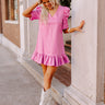 Stylish Setting Faux Leather Mini Dress in Pink Image - 1