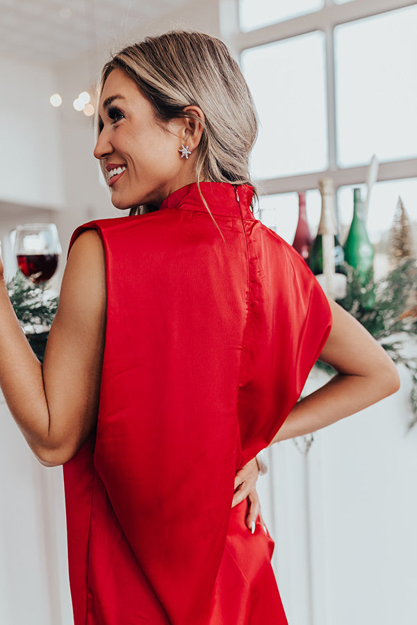 Sweet Charisma Satin Mini Dress in Crimson Image - 4