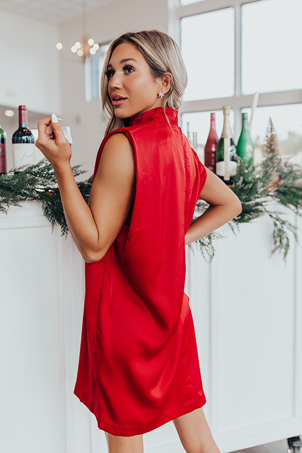 Sweet Charisma Satin Mini Dress in Crimson Image - 5