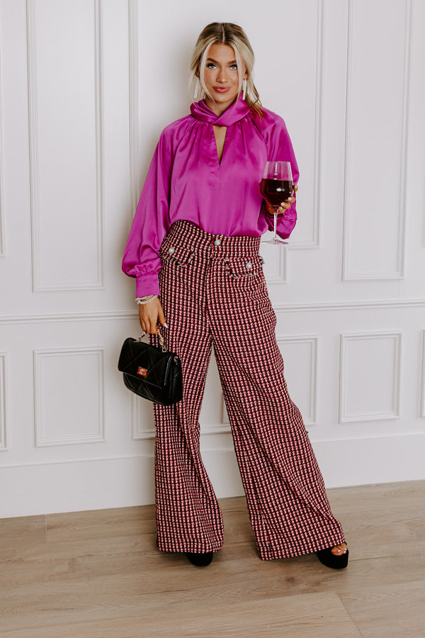 VIP Flight Plans Satin Top in Fuchsia Image - 5