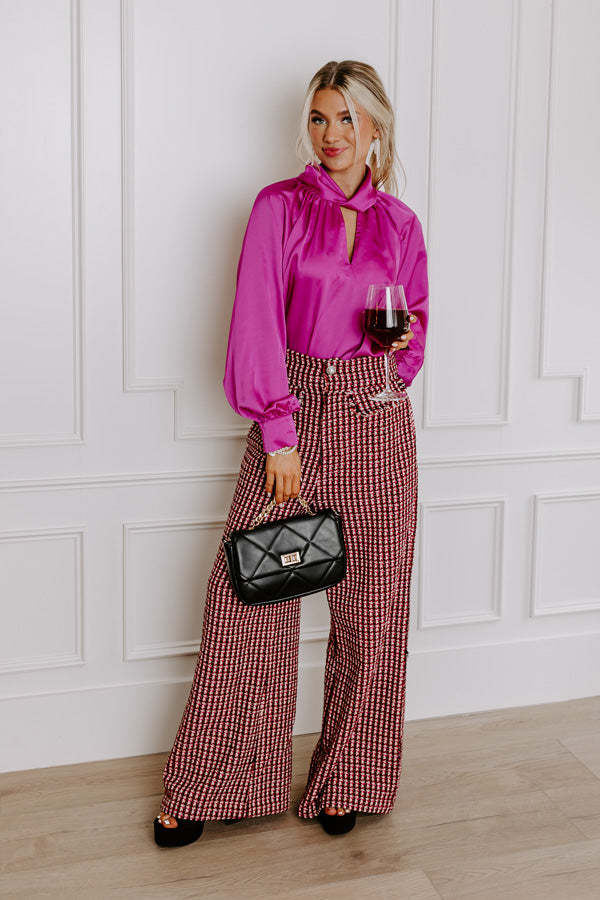 VIP Flight Plans Satin Top in Fuchsia Image - 1