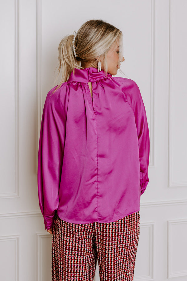 VIP Flight Plans Satin Top in Fuchsia Image - 4