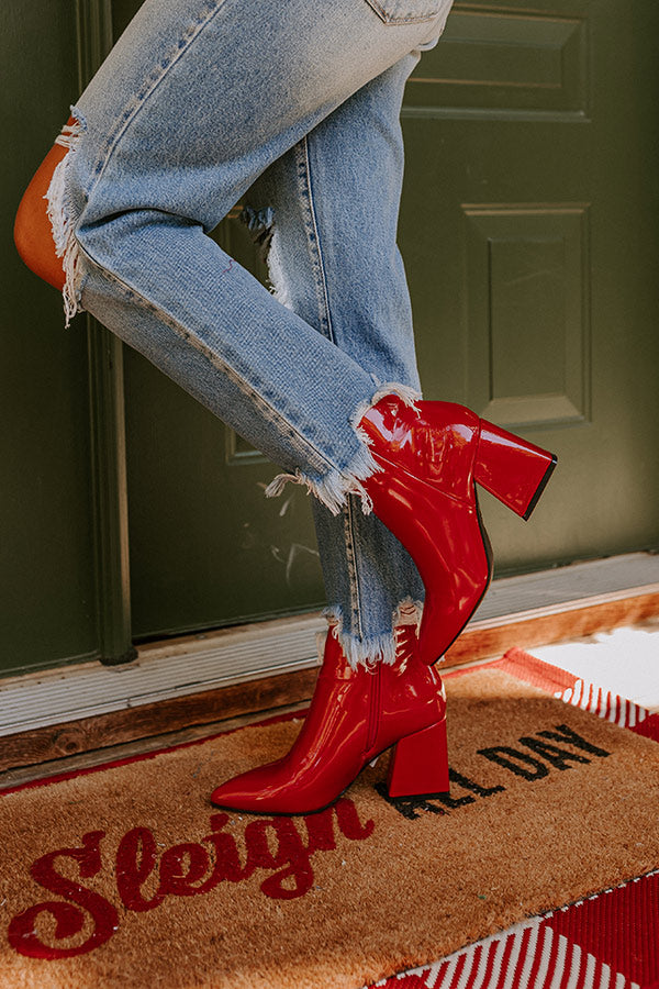 The Rowe Patent Bootie In Red