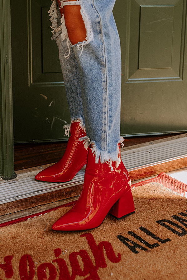 The Rowe Patent Bootie In Red ⢠Impressions Online Boutique