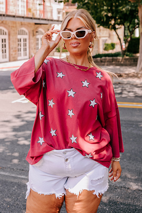 Brightest Star Sequin Oversized Tee in Red Curves • Impressions Online  Boutique