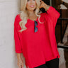 Saturdays Down South Waffle Knit Top In Red Curves Image - 1