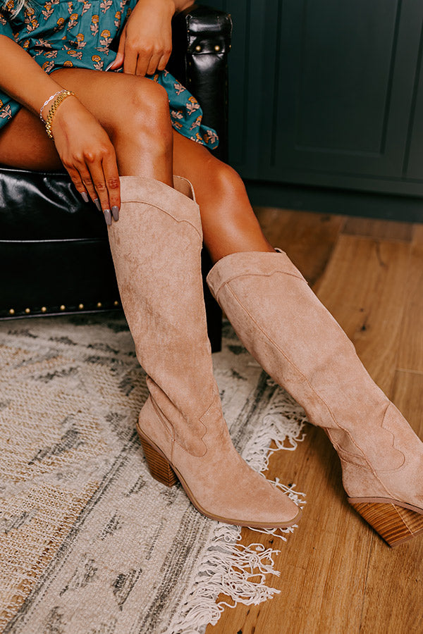 The Torra Faux Suede Knee High Boot in Iced Latte Image - 3