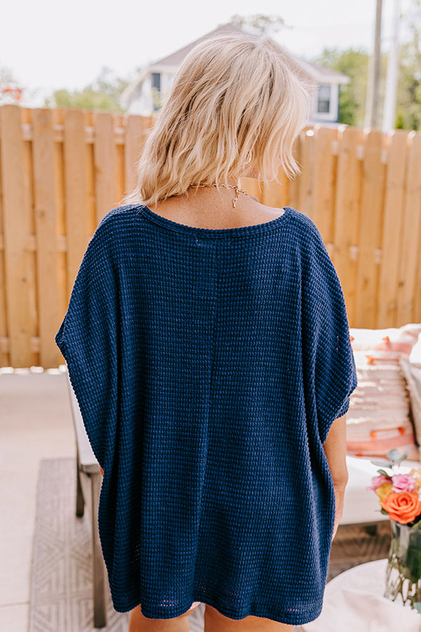 Saturdays Down South Waffle Knit Top In Navy Curves Image - 3