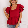Endless Charisma Peplum Top in Red Image - 1