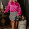VIP Flight Plans Satin Top in Fuchsia Curves Image - 1
