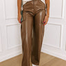 The Jamilet Faux Leather Cargo Pants In Brown Image - 1