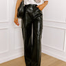 The Jamilet Faux Leather Cargo Pants In Black Image - 1