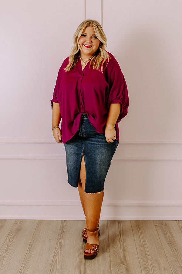 New To Town Shift Top In Berry Curves