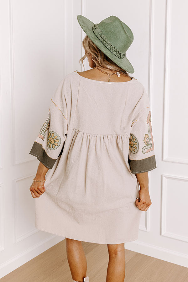 Sweet Duet Embroidered Babydoll Dress in Birch Image - 4