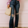 The Margot High Waist Distressed Flare in Dark Wash Image - 1