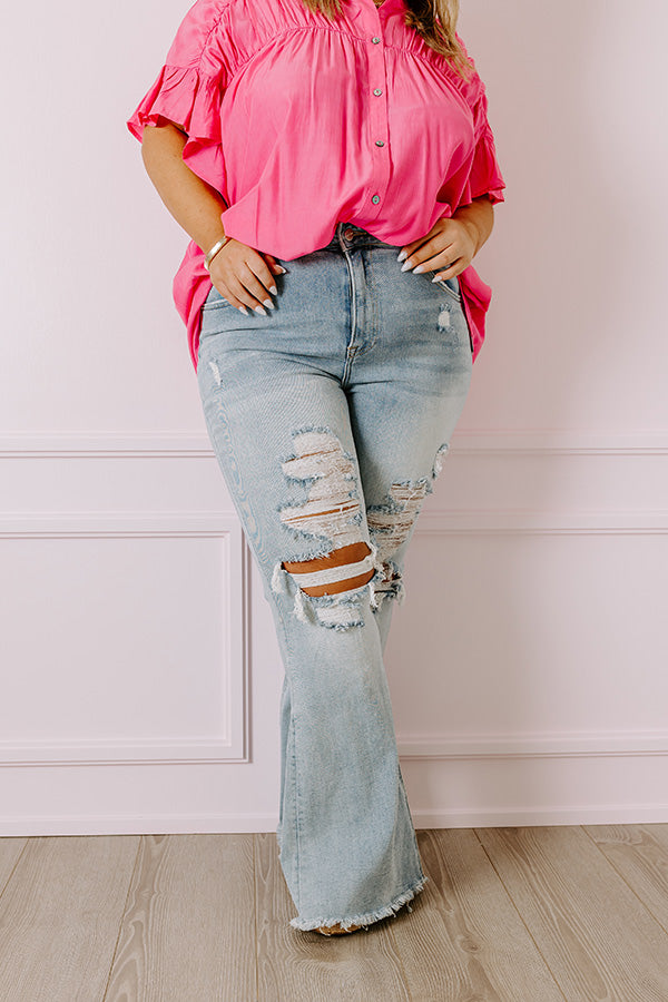 Risen The Aubree High Waist Distressed Flare Curves