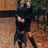 Fall Latte Fringe Sweater Dress in Black Image - 1