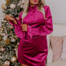 Fashionably Late Velvet Mini Dress In Fuchsia Image - 1